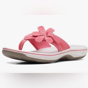 EUC Clarks unisex-adult Brinkley Bright Floral Coral Sandals
